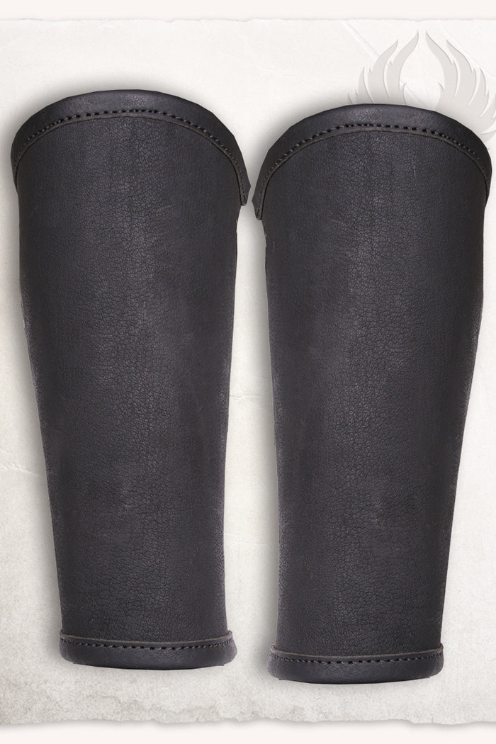 Borg leren bracers, onderarmbeschermers, zwart