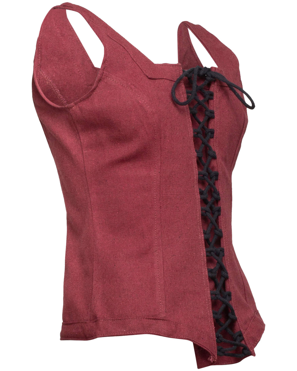 Mittelalterliches Mieder Ursula, Baumwolle, bordeauxrot