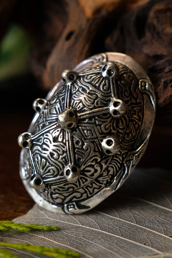 Viking schildpad broche Dublin, verzilverd, prijs per stuk