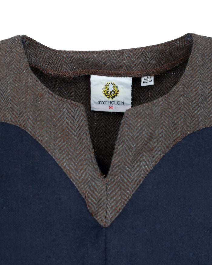 Broderad Norgaard-tunika, ullmix, blå