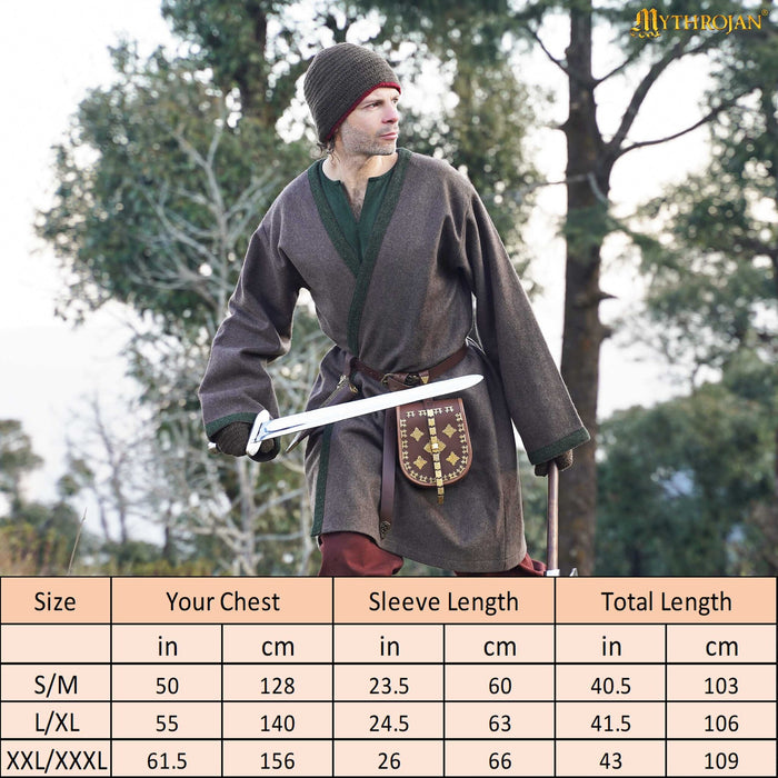 Viking kaftan Haithabu, 100% wool, brown