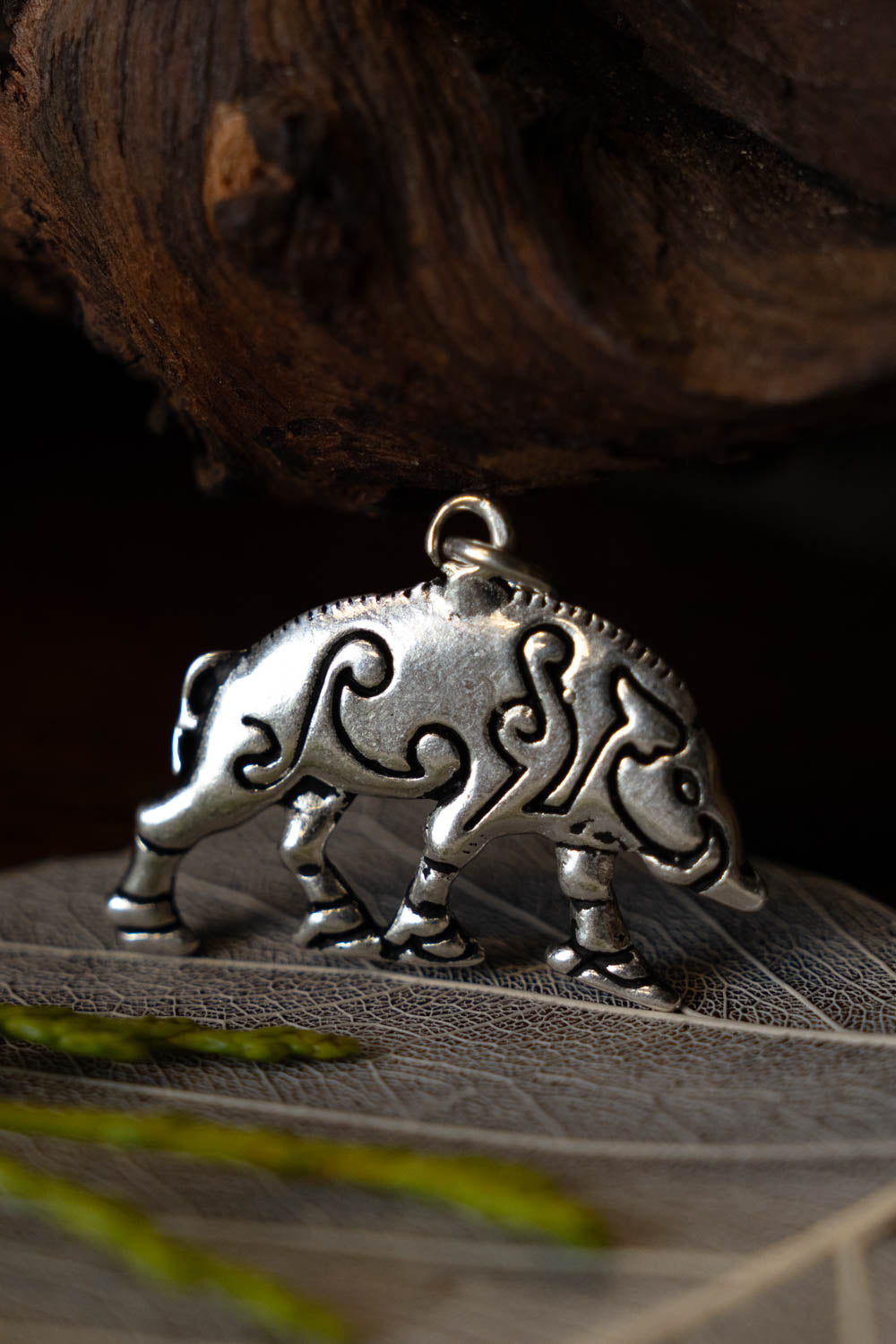 Celtic pendant boar Knocknagael, silvered bronze