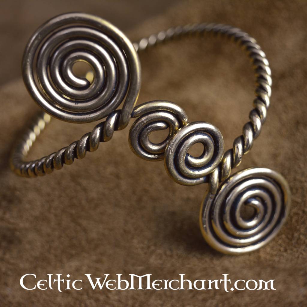 Keltische bovenarmband met spiralen, brons