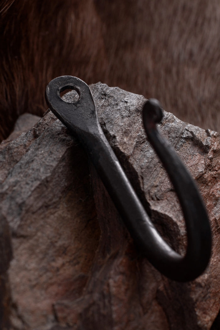 Hand-forged steel wall hook