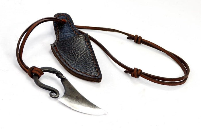 Viking neck knife carbon steel, semi-sharp