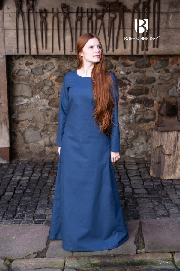 Middeleeuwse jurk Freya, blauw