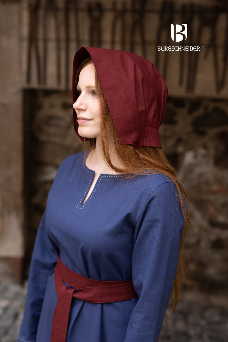 Medieval cap Helga, burgundy red