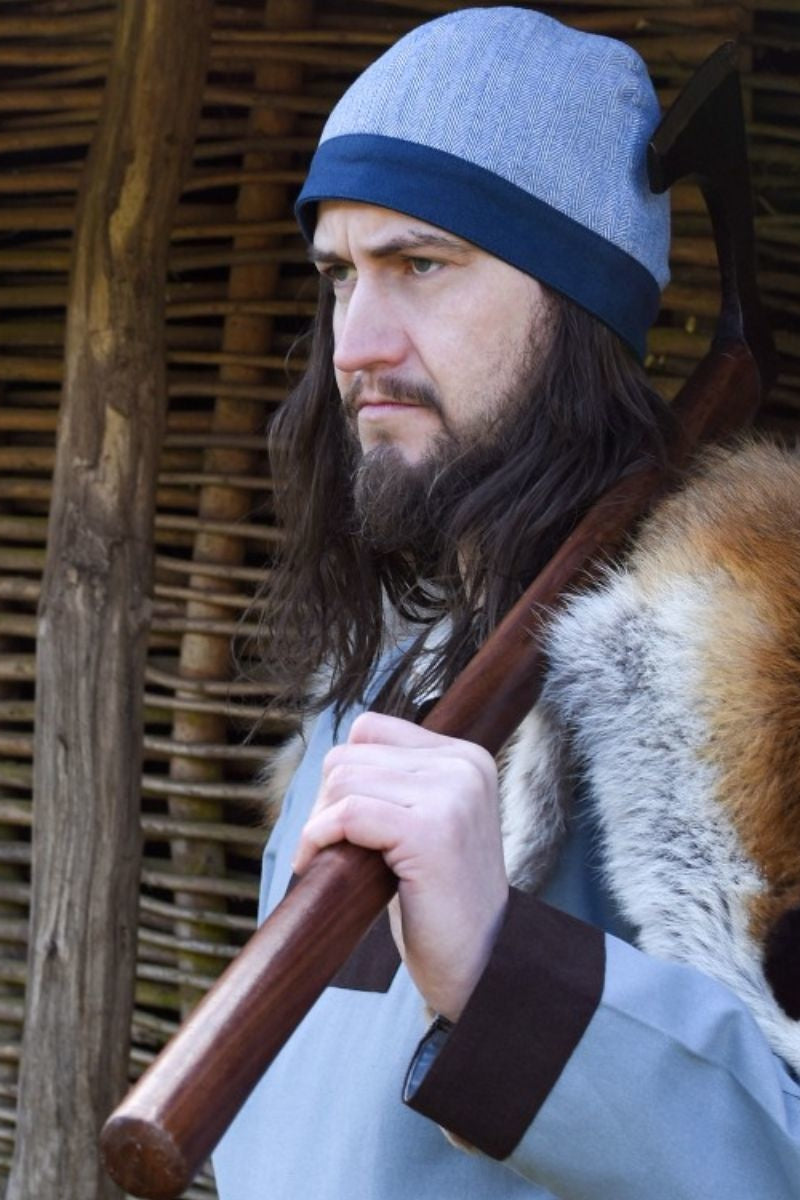 Bonnet Birka, motif chevrons, bleu