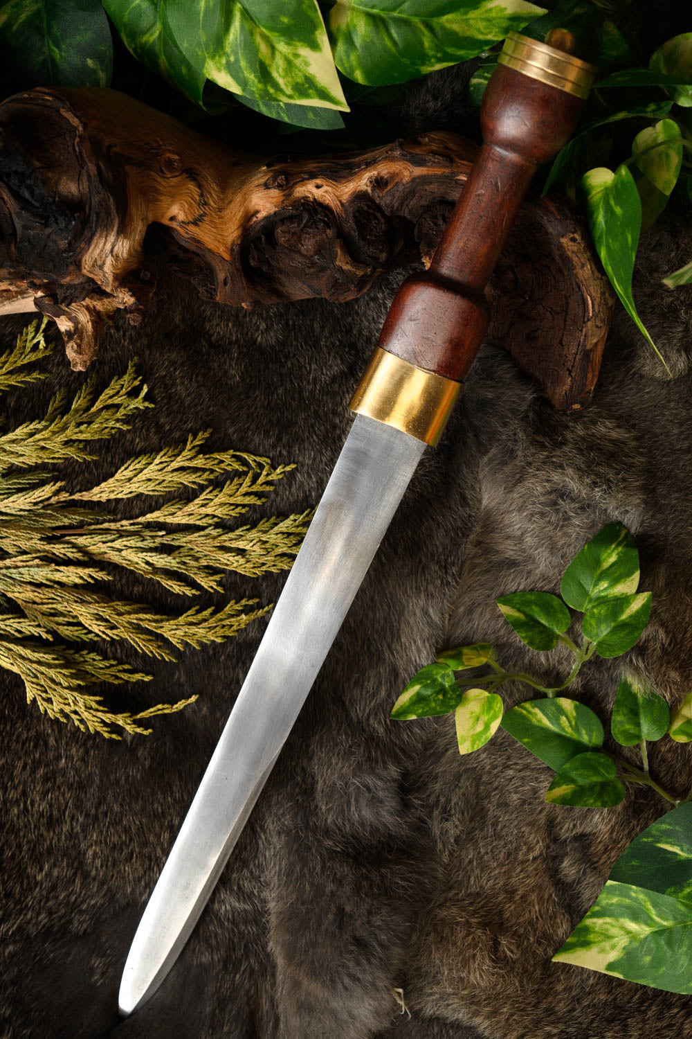 Sgian achlais with knife and fork, semi-sharp