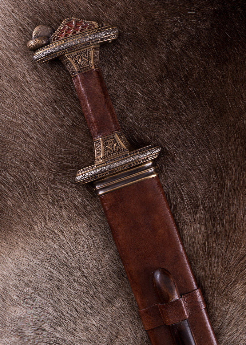 Épée Vendel Uppsala 7e-8e siècle, laiton poignée, damas, semi-tranchant