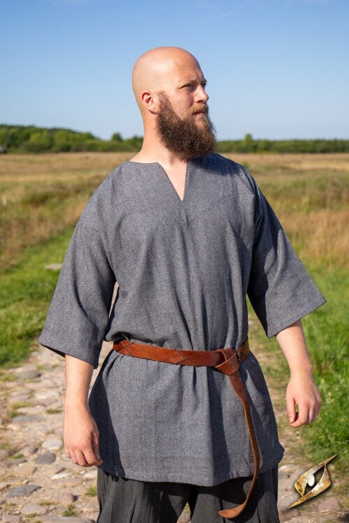 Tunique viking Arvis, motif en arête de poisson, Storm gris