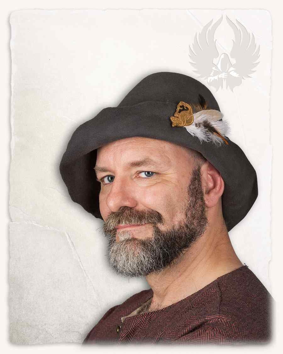 Cappello medievale in feltro Bruno, grigio, misto lana