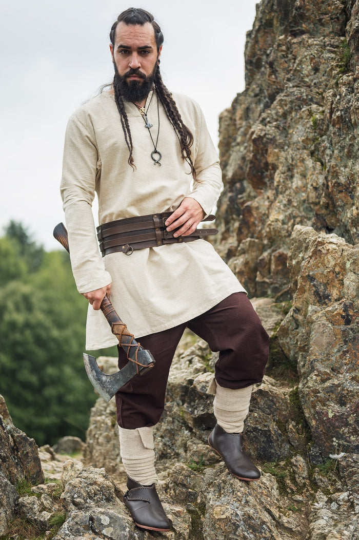 Tunique viking Ragnar lin, naturel