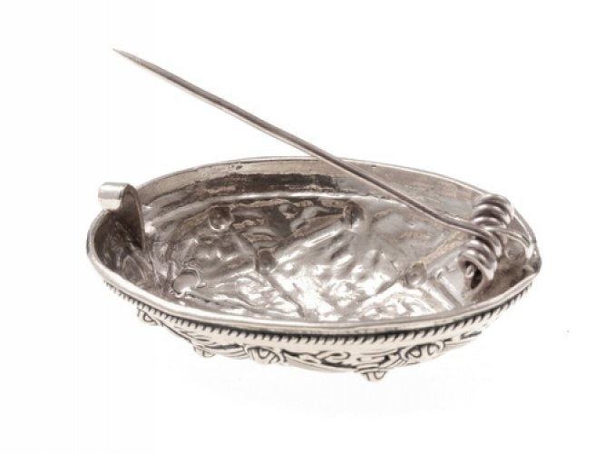 Broche tortue viking de style Jelling, argentée, prix à l’unité