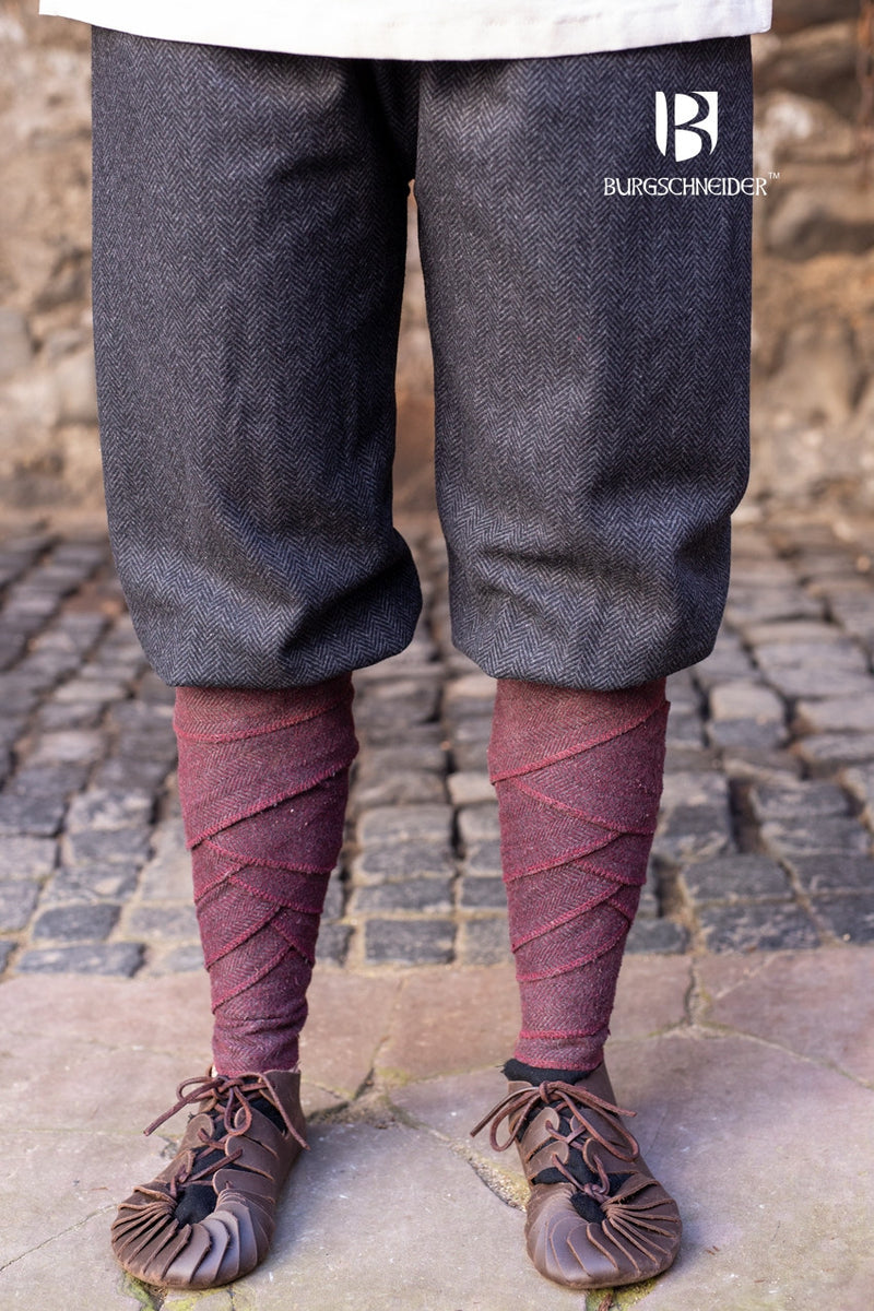 Spodnie wikińskie Tilda w jodełkę, czarno-szare, mieszanka wełny