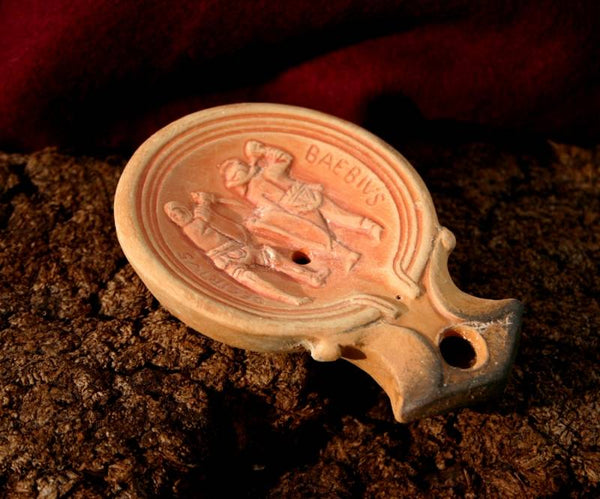 Lampe à huile romaine gladiateur Decirivs - Baebivs