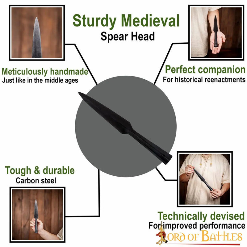 Wczesnośredniowieczny grot włóczni z barkami, brązowany, półostry