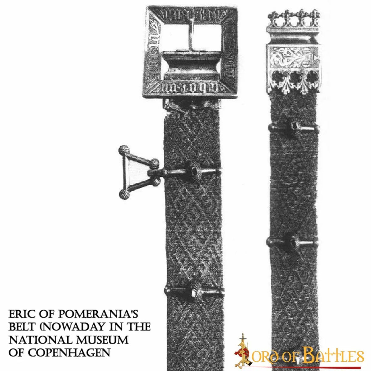 Cintura medievale Erik di Pomerania, nera, 130 cm