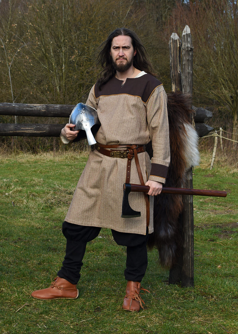 Thorsberg tunic, herringbone pattern, brown