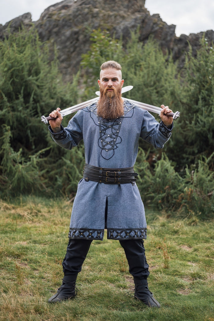 Viking tunic Farulfr, blue-grey