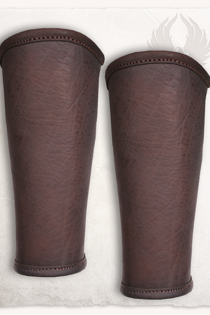 Borg leren bracers, onderarmbeschermers, bruin