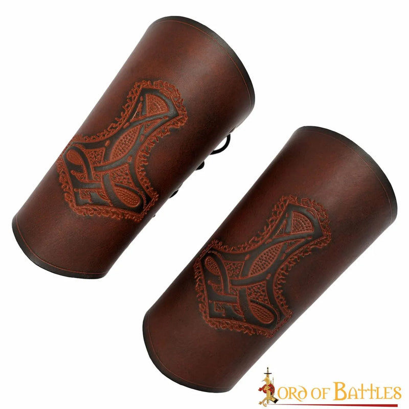 Brazales de cuero Mjolnir, protectores de antebrazo
