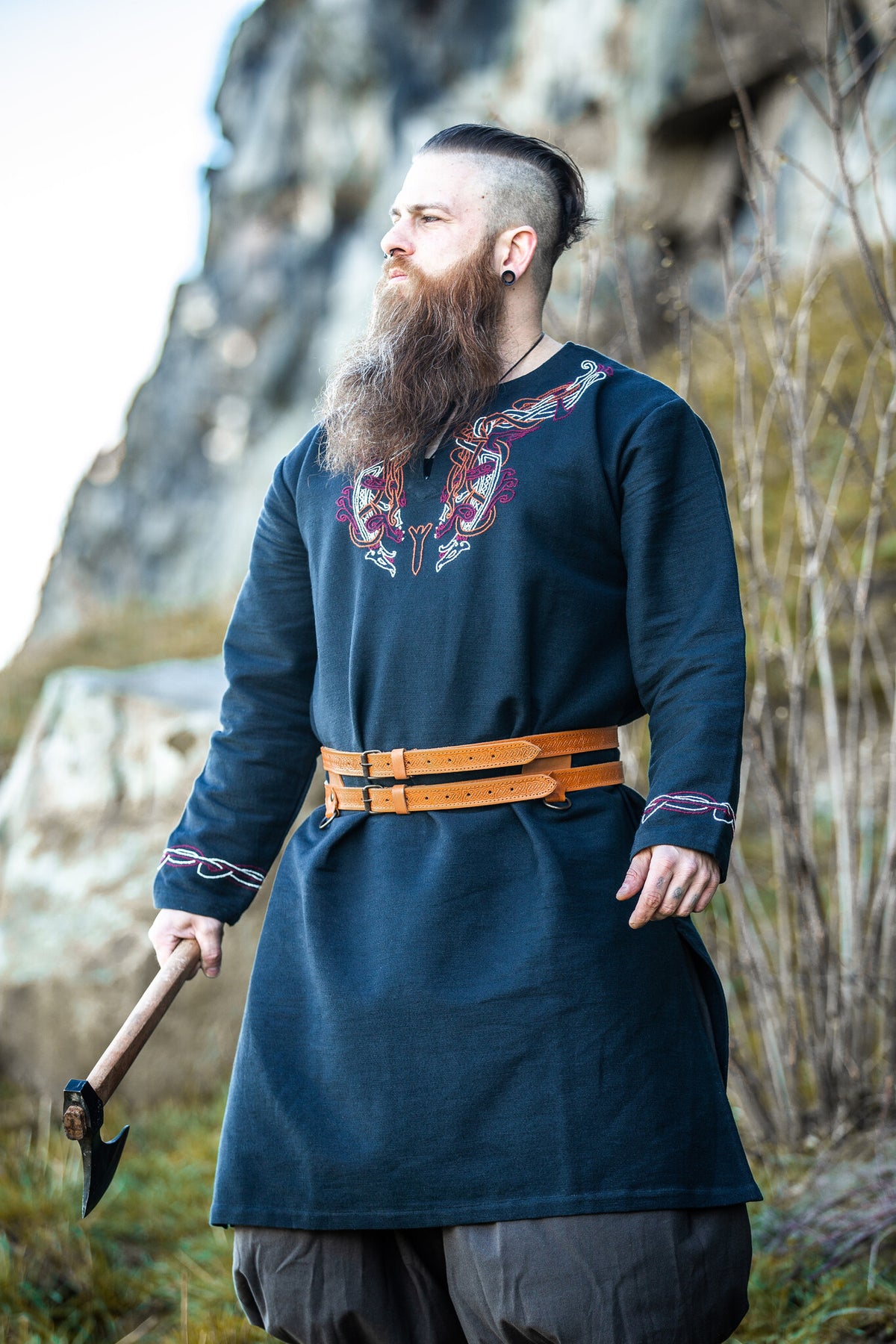 Dubbele Viking riem Floki, lichtbruin