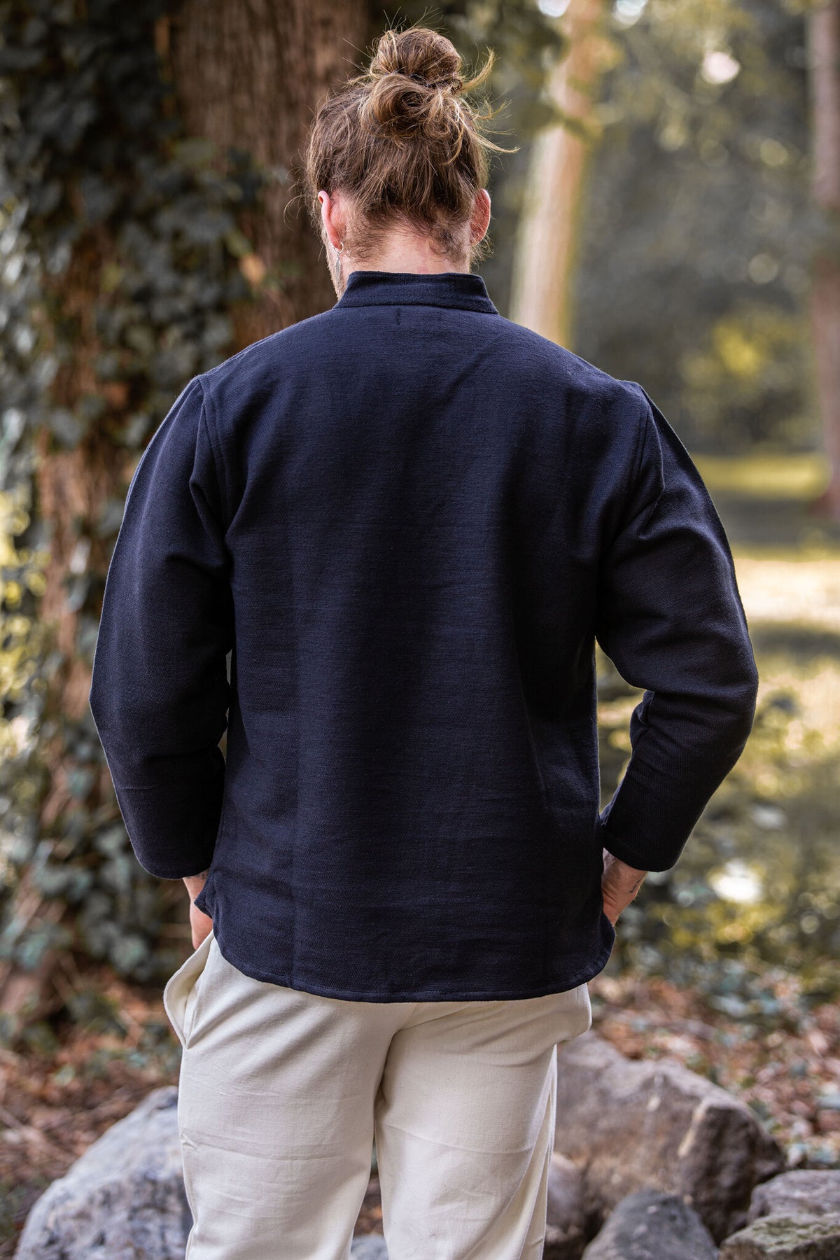 Camisa de algodón grueso, negra