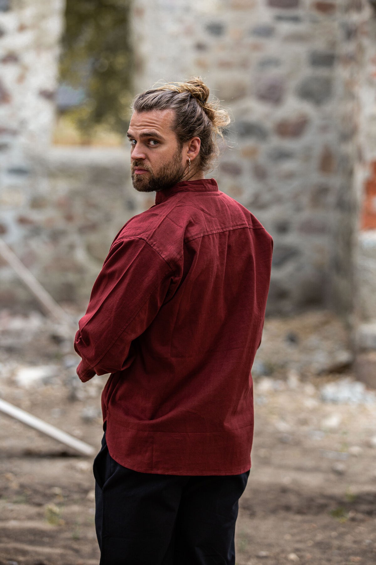 Håndvævet skjorte, rød