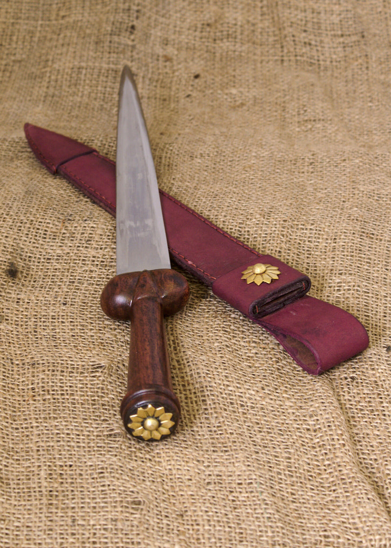 Dagger z kulistą głowicą z pochwą, półostry