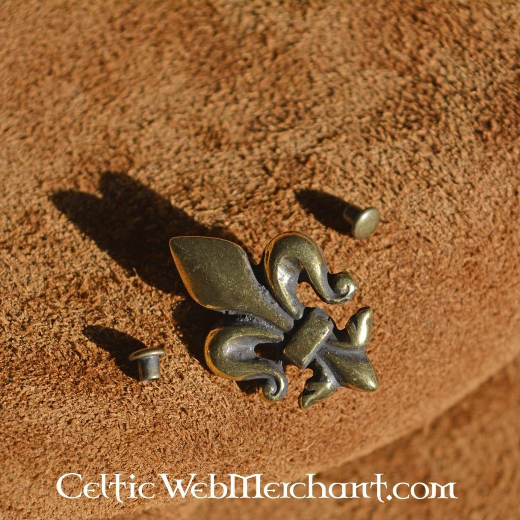 Fleur-de-lys bæltebeslag (sæt med 5), forsølvet bronze