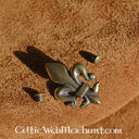Fleur de Lys Gürtelbeschlag, Set mit 5 Stück, versilberte Bronze
