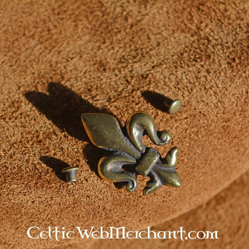 Fleur de Lys Gürtelbeschlag, Set mit 5 Stück, versilberte Bronze