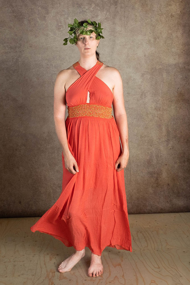 Göttinnenkleid Persephone, korallenrot