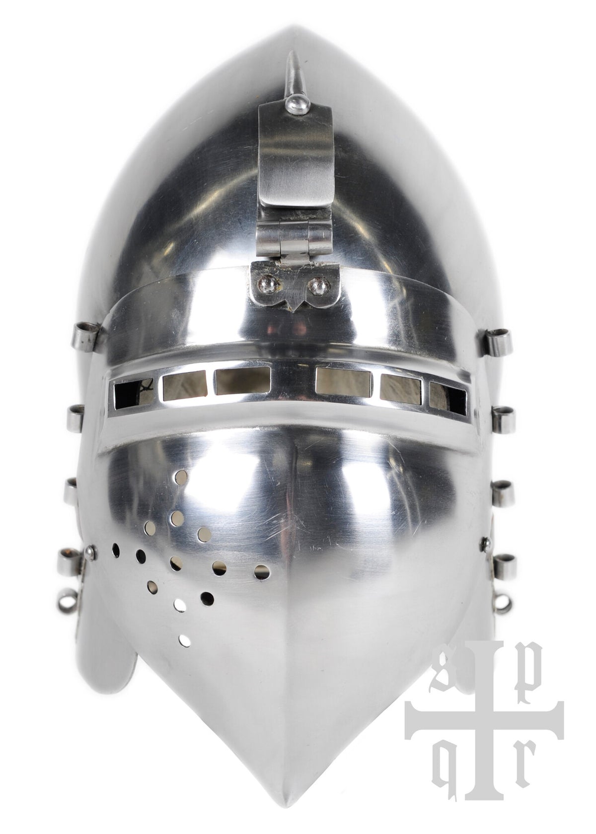 German hinged visor bascinet 1370, 2 mm (battle-ready)
