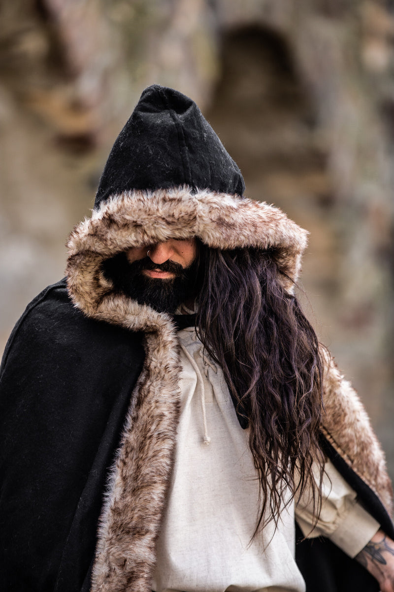 Vikingamantel Fjell, svart, ullmix