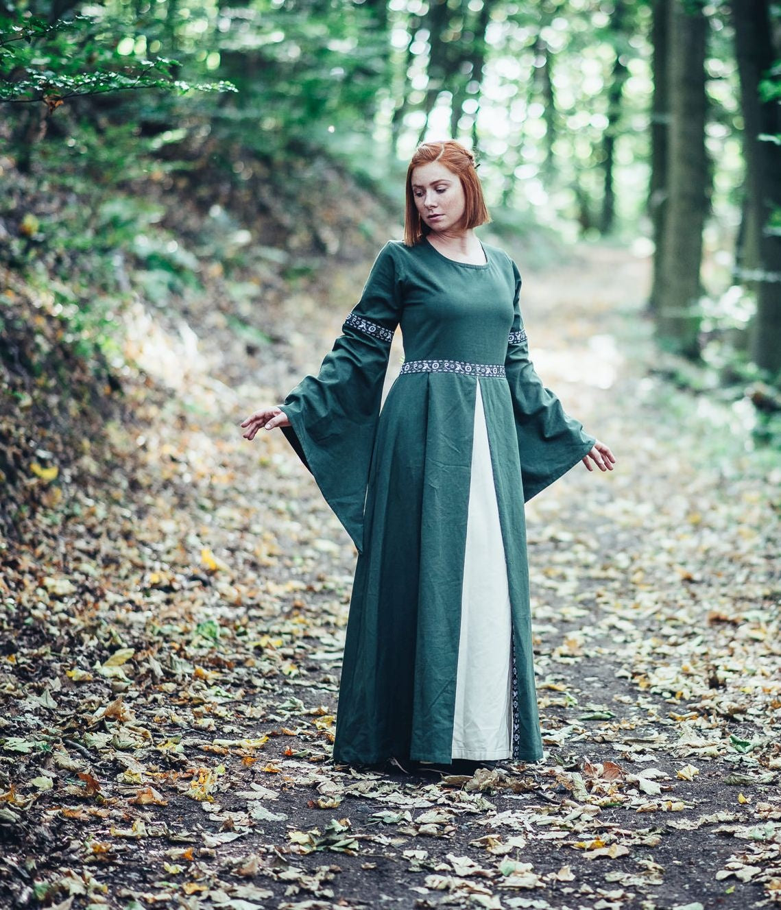 Kleid Ivy, grün-weiß