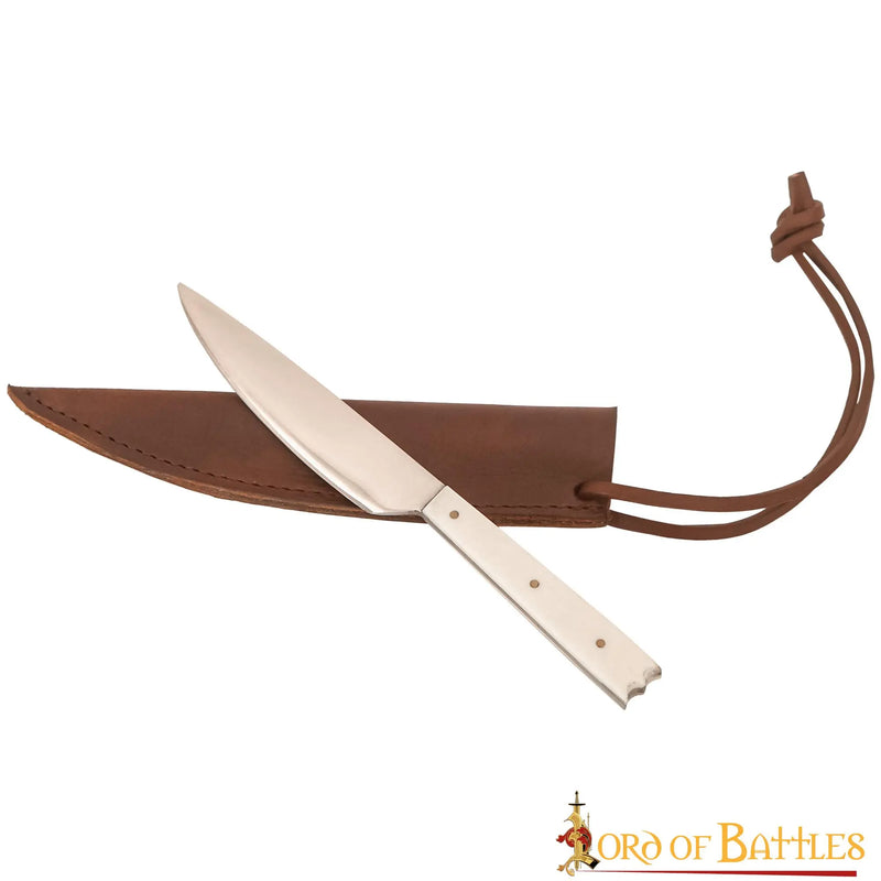 Couteau de table du XVe siècle avec manche en os, acier inoxydable