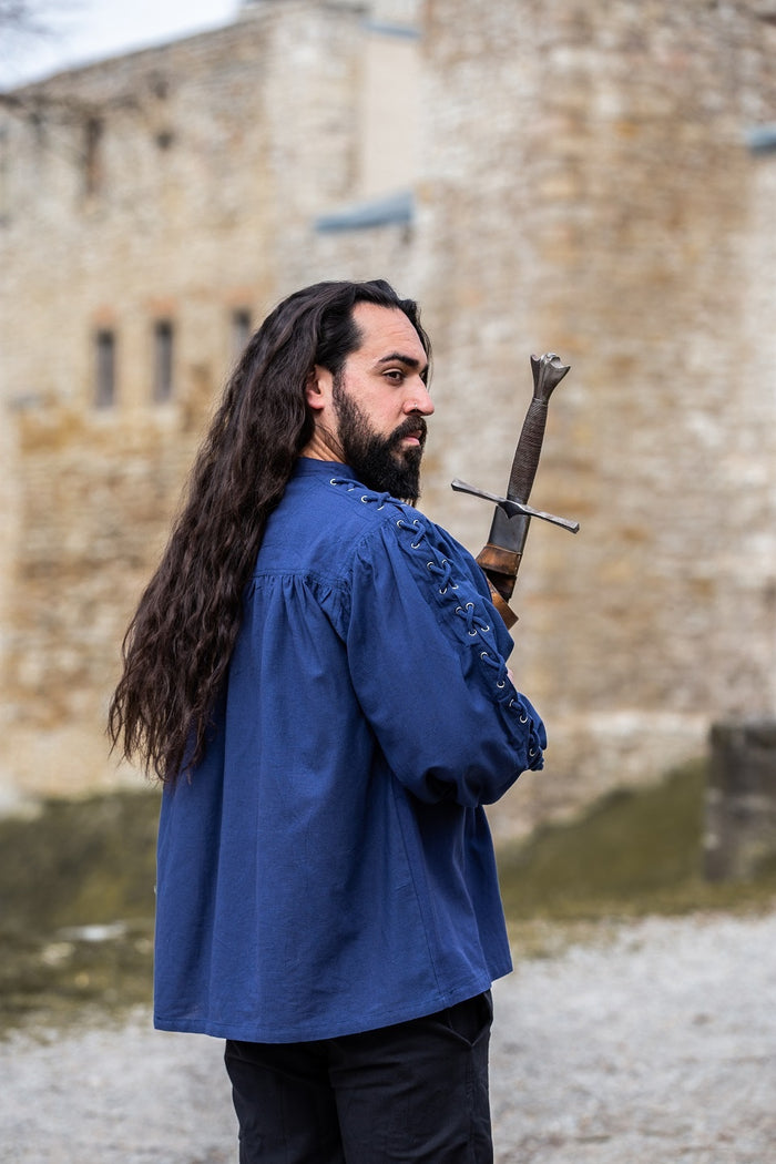 Pirat skjorta med snörning, blå