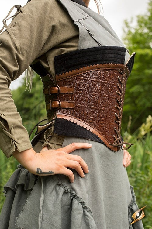 Skórzany gorset Margot, brązowy