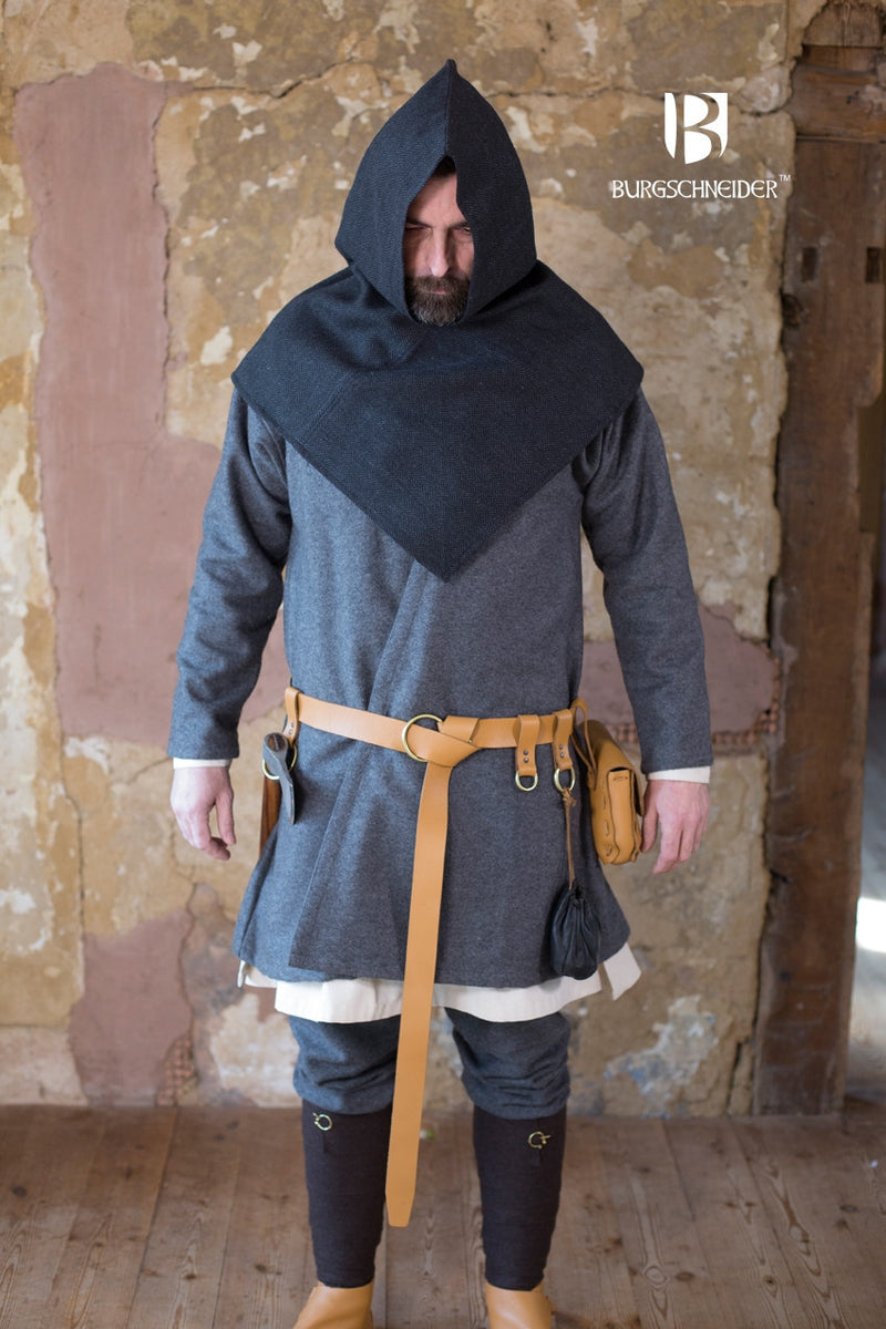 Chaperon motif à chevrons Knud, noir-gris, mélange de laine