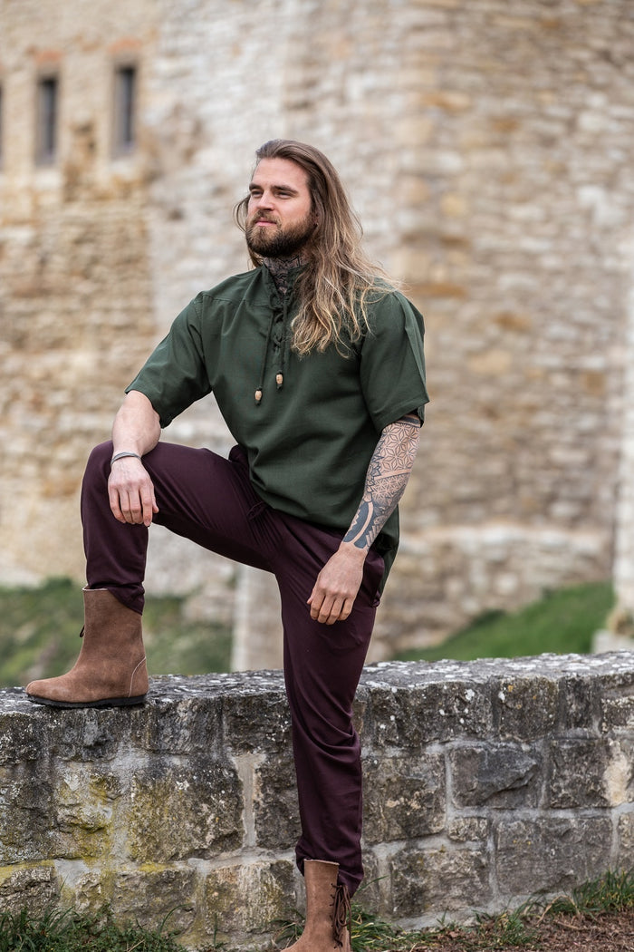 Chemise médiévale à manches courtes, vert