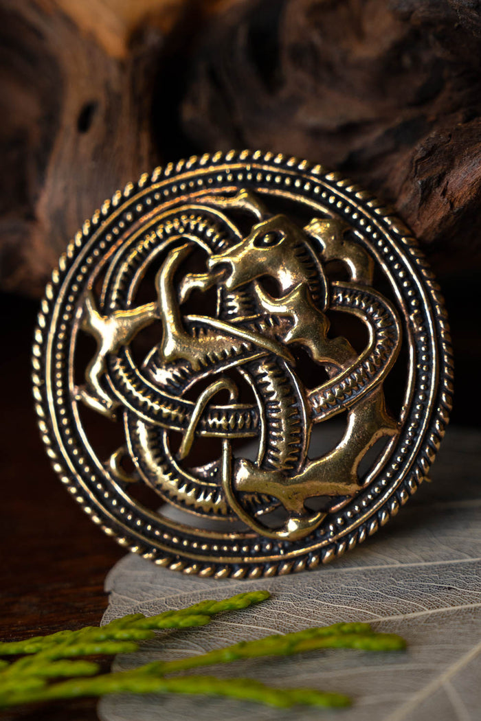 Urnesstyle Discfibula, brass