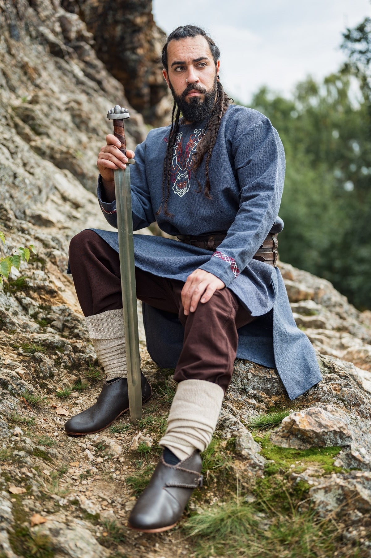 Germaanse tuniek Ulfhednar, blauw