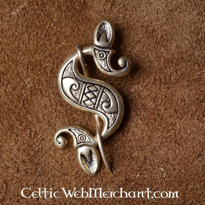 Celtic-Roman sea horse fibula, silvered bronze