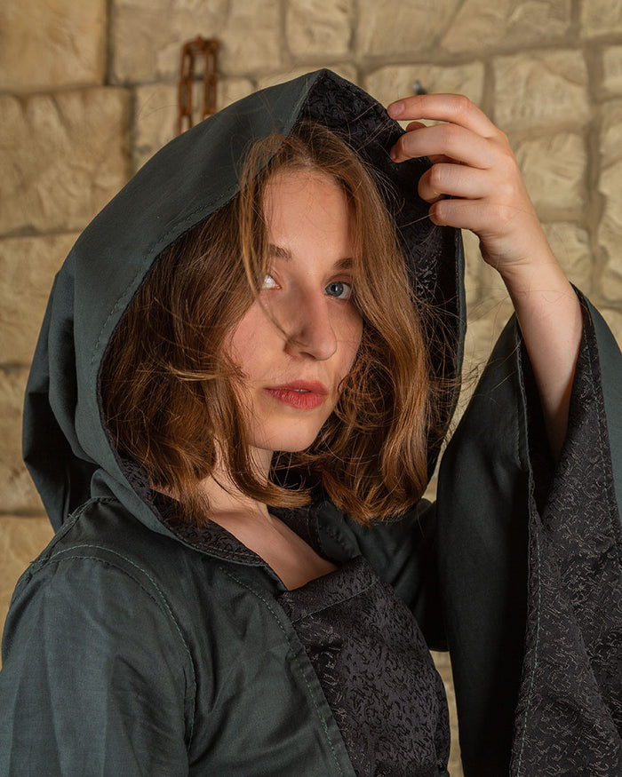 Vestido medieval Ophelia, verde-negro