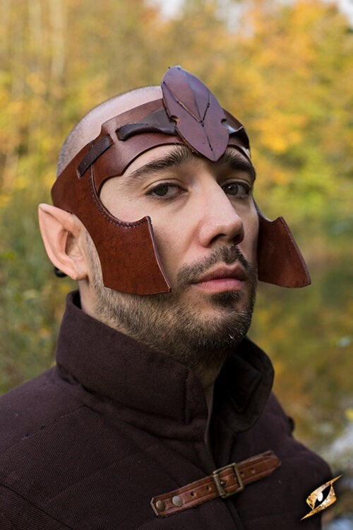 Elven hoofdband LARP, bruin leer