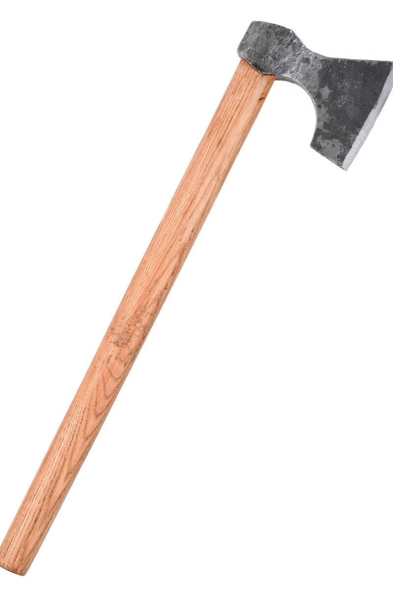 Vikingøkse, håndsmedet stål, type D, halvsleben