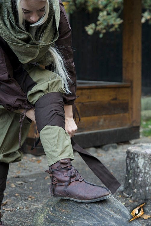 Spodnie renesansowe Raphael, brązowo-zielone