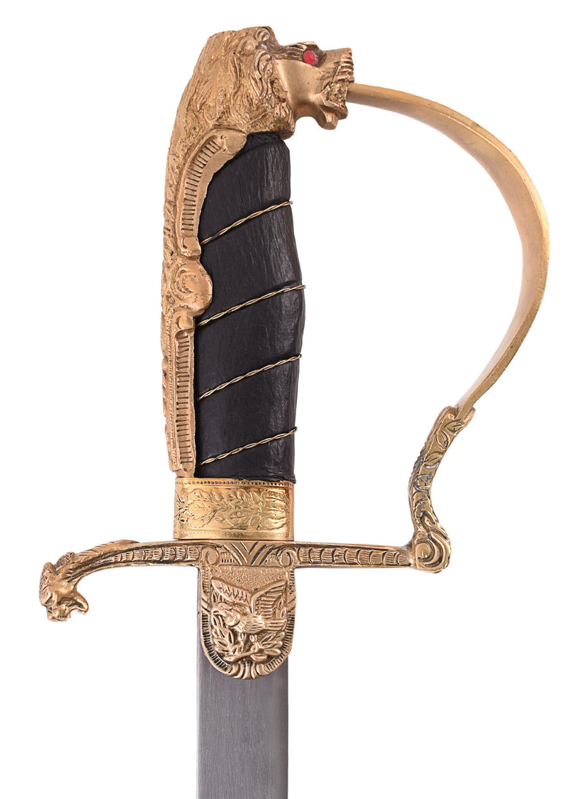Tysk officerssabel med løvehoved, semi-skarp